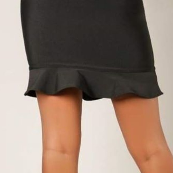 JLO RUFFLE WRAP MINI BANDAGE SKIRT - Picture 4 of 5